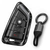 JVCV® Soft TPU Transparent Cover with keychain – BMW Blade Smart Key (Transparent Black)
