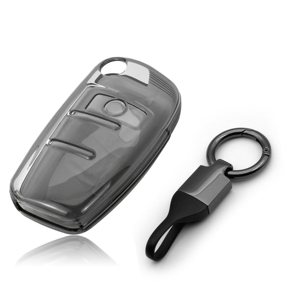 JVCV® Soft TPU Transparent Cover with keychain – Compatible with Audi Flip Keys
