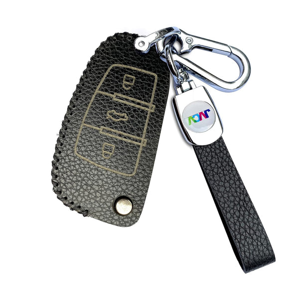 JVCV® Soft Handmade Lychee Pattern Leather Key Cover Compatible with Audi A1 A3 A6 Q2 Q3 Q7 TT TTS R8 S3 S6 RS3 Folding Key