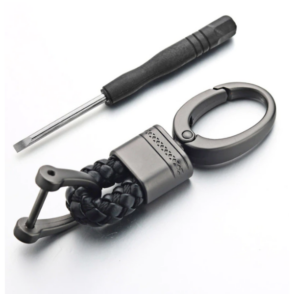 2 Pack Genuine Leather Keychain with Zinc Alloy Buckle Keyring