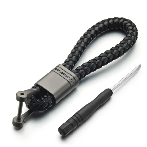 2 Pack Genuine Leather Keychain with Zinc Alloy Buckle Keyring