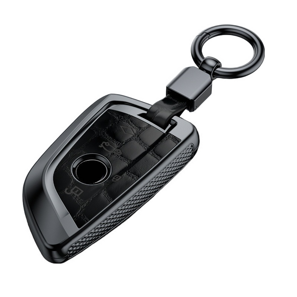 JVCV® Premium ABS Crocodile Pattern Key Cover for BMW Blade Smart Keys – Includes Metal Keychain