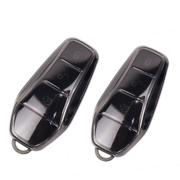 JVCV® Soft TPU Transparent Black Key Cover – Compatible with BYD Atto 3, Seal, Sealion & eMax7 Smart Key