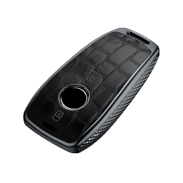 JVCV® Premium ABS Crocodile Pattern Key Cover with Keychain – Compatible with Mercedes-Benz E-Class W211/W213, AMG Smart Key