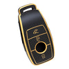 JVCV® Gold Border TPU Key Cover – Compatible with Mercedes-Benz E-Series Smart Key