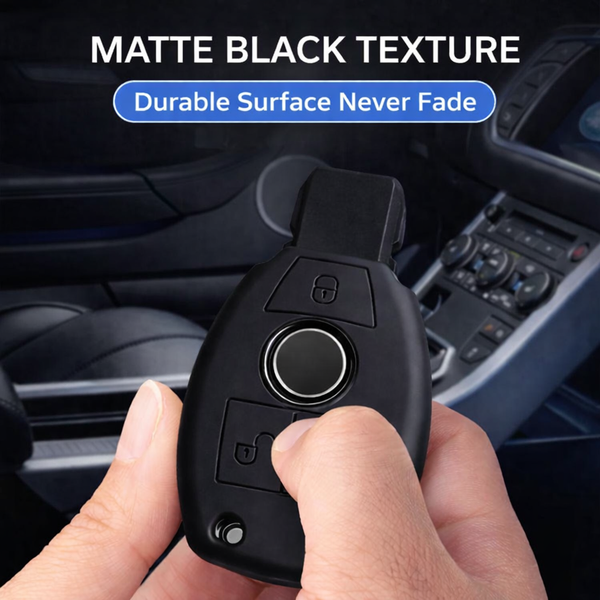 JVCV® Soft TPU Key Cover – Matte Black Pattern – Compatible with Mercedes-Benz C, E, M, S, CLS, CLK, GLK, GLC & G-Class – 3 Button Smart Key