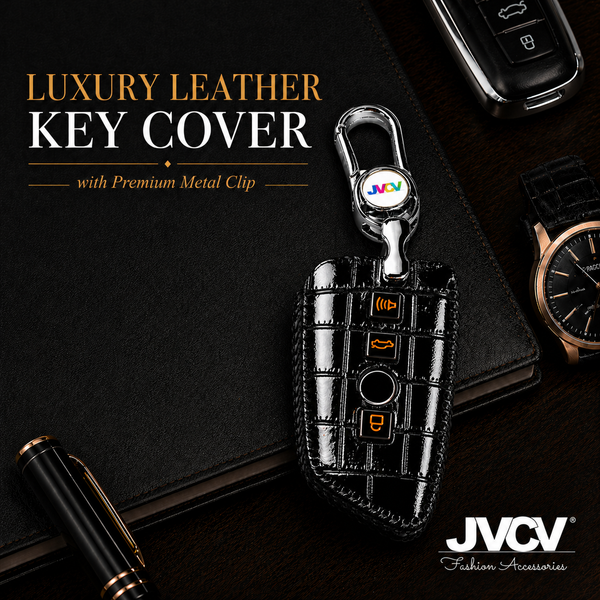 JVCV® Handmade Leather Crocodile Pattern Key Cover – Compatible with BMW 2, 3, 5, 6, 7 Series, X1, X2, X3, X5, X6 – Blade Smart Key