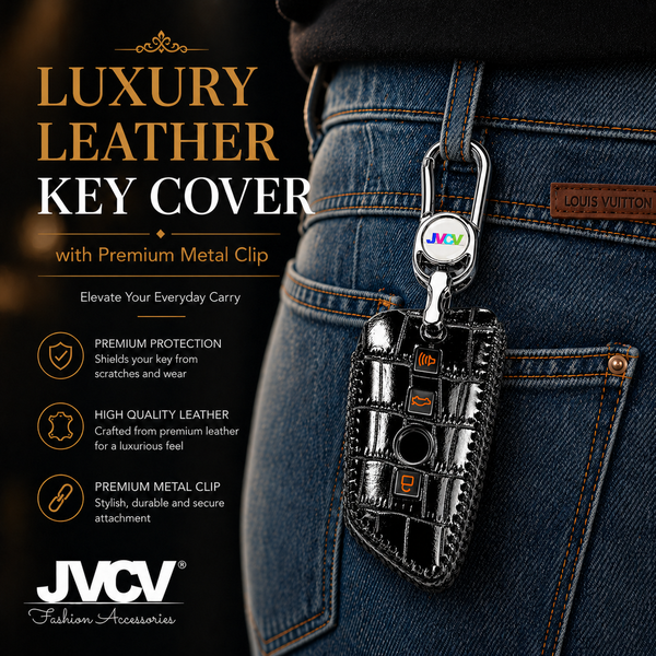 JVCV® Handmade Leather Crocodile Pattern Key Cover – Compatible with BMW 2, 3, 5, 6, 7 Series, X1, X2, X3, X5, X6 – Blade Smart Key