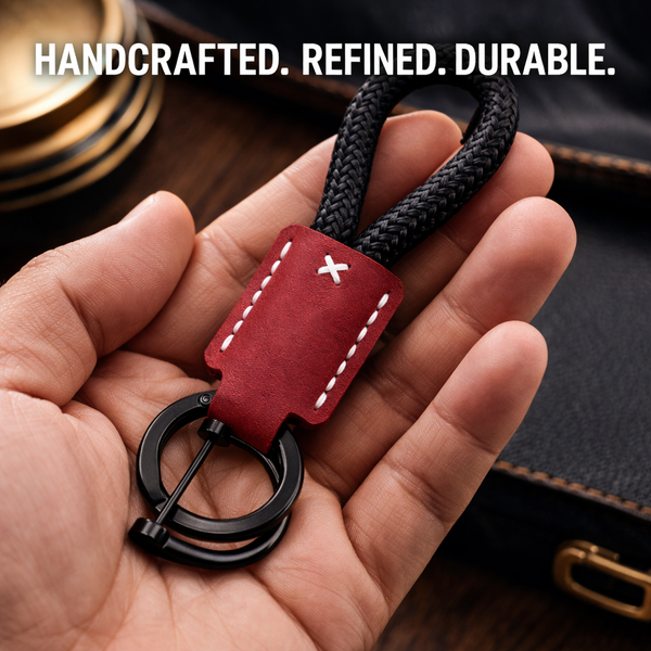 JVCV® Premium Braided Keychain with Leather Accent – Durable Car Key Holder Loop | Stylish Everyday Carry Keyring