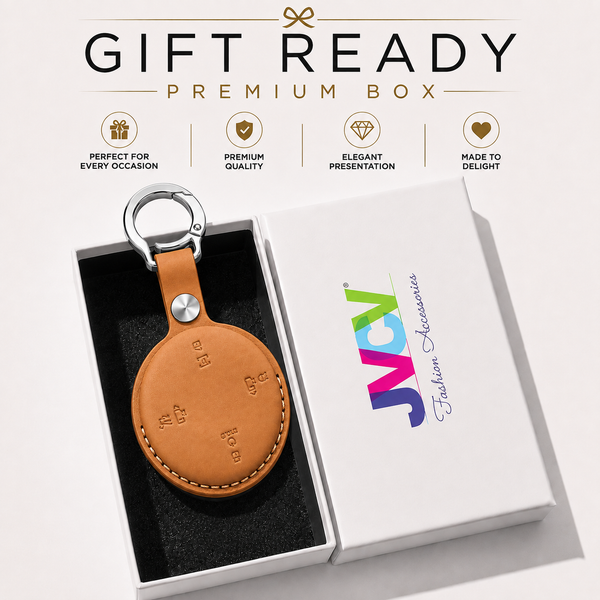 JVCV® Premium Leather Key Cover Compatible with Tata Harrier EV & Sierra EV Smart Key | Luxury Car Key Cover | 360° Scratch & Drop Protection