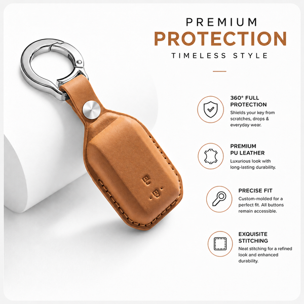 JVCV® Premium Leather Key Cover Compatible with Suzuki Jimny, Fronx, Grand Vitara, Victoris, Baleno, XL6, Swift, Ertiga, Dzire, Urban Cruiser, Glanza & Hyryder | 360° Scratch & Drop Protection