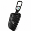 JVCV® Premium Metal & Leather Key Cover – Compatible with BMW X1, X3, X5, X6, 5 Series, 6 Series & 7 Series – 4 Button Blade Smart Key | Luxury Protective Key Case
