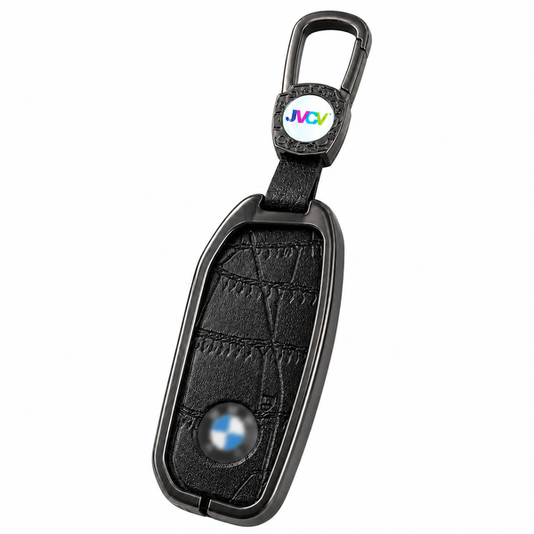 JVCV® Premium Metal & Leather Key Cover Compatible with BMW New 7 Series 740i, 760i, X1, X5, X7, XM, iX & i7 Smart Key | Luxury Protective Key Case