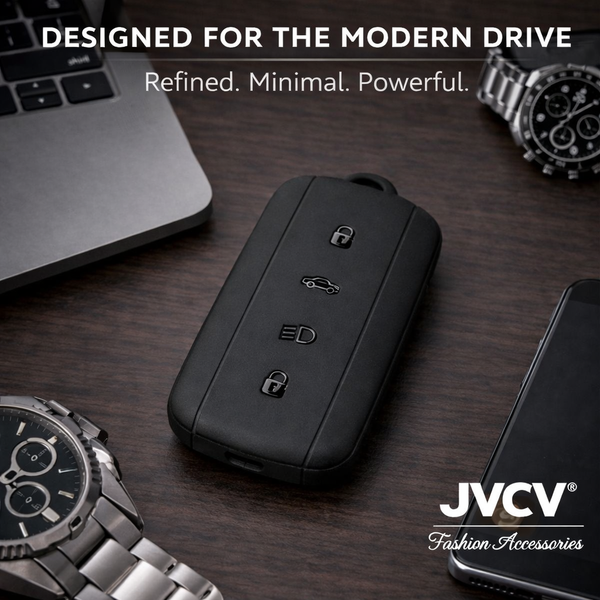 JVCV® Soft TPU Key Cover with Premium Metal Keychain – Matte Black Pattern – Compatible with Tata Sierra, Safari Petrol, Harrier Petrol, Curvv & Curvv EV Smart Key