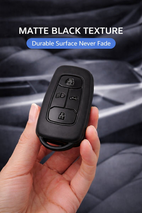 JVCV® Soft TPU Key Cover – Matte Black Pattern – Compatible with Tata Nexon EV, Harrier, Tiago EV, Altroz, Tigor, Safari & Punch – 4 Button Smart Key