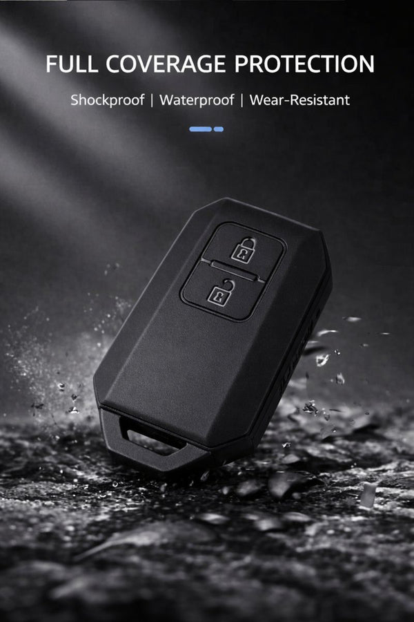 JVCV® Soft TPU Key Cover – Matte Black Pattern – Compatible with Suzuki Grand Vitara, Victoris, Baleno, XL6, Swift, Ertiga, Dzire & Fronx – 2 Button Smart Key