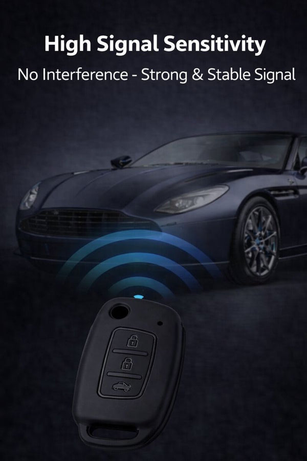 JVCV® Soft TPU Key Cover with Premium Metal Keychain – Matte Black Pattern – Compatible with Hyundai Creta, Venue, Aura, Elite i20, Grand i10 Nios & Xcent – 3 Button Flip Key