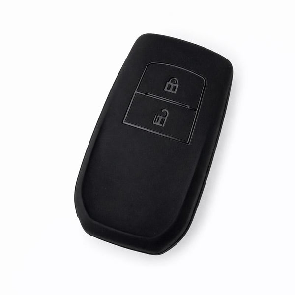 JVCV® Soft TPU Key Cover – Matte Black – Compatible with Toyota Fortuner, Hilux, Innova Crysta, Fortuner Legender, Innova HyCross & Land Cruiser – 2 Button Smart Key