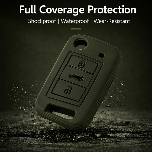 JVCV® Soft TPU Key Cover with Premium Metal Keychain – Military Green Matte Finish – Compatible with Skoda Kushaq, Volkswagen Taigun, Tiguan, Virtus, Skoda Octavia, Kodiaq & Superb Folding Key