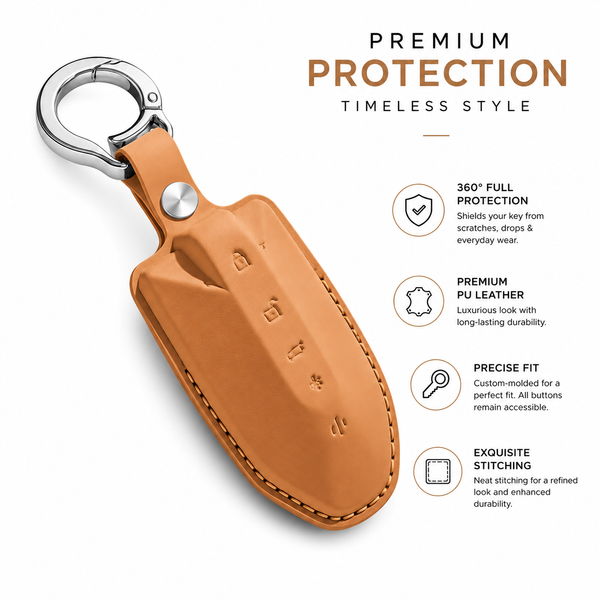 JVCV® Premium Leather Key Cover – Compatible with Mahindra XEV 7XO, BE6, XEV 9E, XEV 9S & BE 6 Formula E Edition (FE) – 6 Button Smart Key