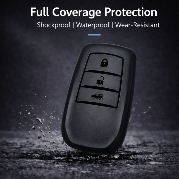 JVCV® Soft TPU Key Cover – Matte Black Pattern – Compatible with Toyota Fortuner, Camry, Hilux, Innova Crysta, Fortuner Legender, Innova HyCross & Land Cruiser – 3 Button Smart Key