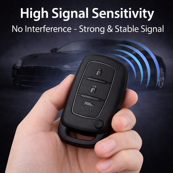 JVCV® Soft TPU Key Cover – Matte Black Pattern – Compatible with Hyundai Creta, i10, Grand i20, Elite i20, i20 Active, Verna 4S, Tucson, Elantra & Grand i10 Nios – 3 Button Smart Key