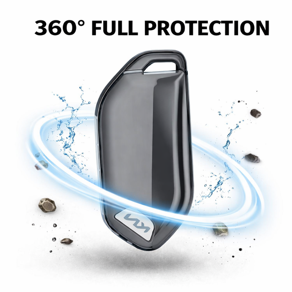 JVCV® Soft TPU Transparent Key Cover with Premium Metal Keychain – Transparent Black – Compatible with Kia Seltos 2026, Syros, EV6 & EV9 – 4 Button Smart Key