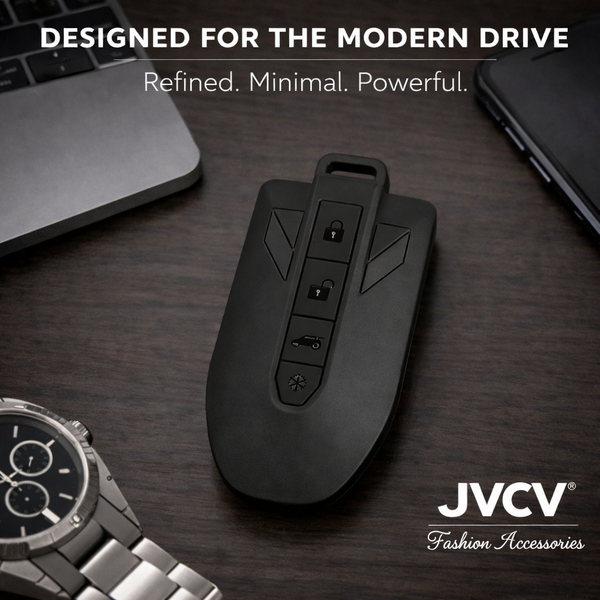 JVCV® Soft TPU Key Cover with Premium Metal Keychain – Matte Black Pattern – Compatible with Mahindra 7XO, BE6, XEV 9E, XEV 9S & BE 6 Formula E Edition (FE) – 6 Button Smart Key