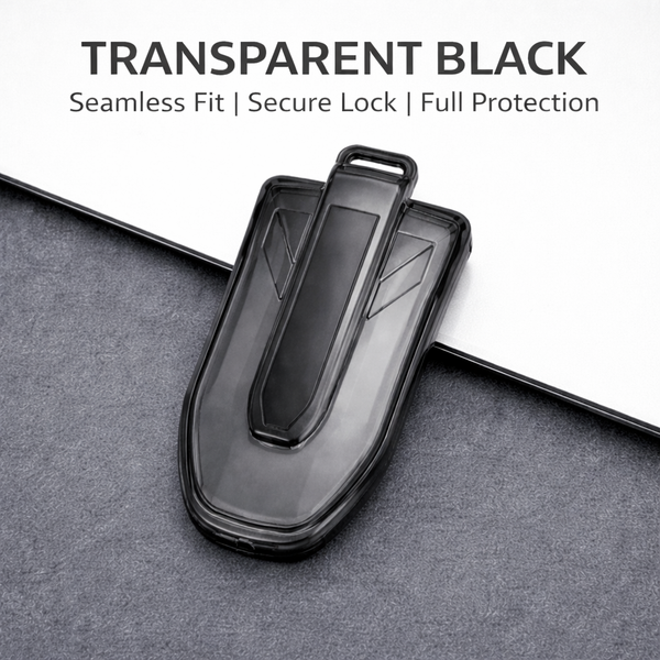 JVCV® Soft TPU Transparent Key Cover with Premium Metal Keychain – Transparent Black – Compatible with Mahindra 7XO, BE6, XEV 9E, XEV 9S & BE 6 Formula E Edition (FE) – 6 Button Smart Key