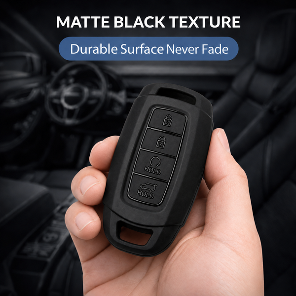 JVCV® Soft TPU Matte Black Key Cover – Compatible with Hyundai Verna & i20 N Line – 4 Button Smart Key