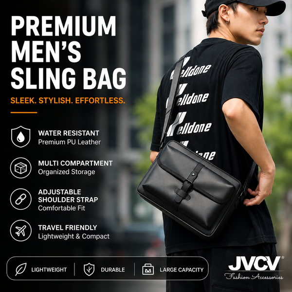 JVCV® Premium Men's Crossbody Messenger Bag | Sleek Shoulder Bag with Front Flap Pocket | Spacious Office, Work, Travel & Everyday Carry Bag