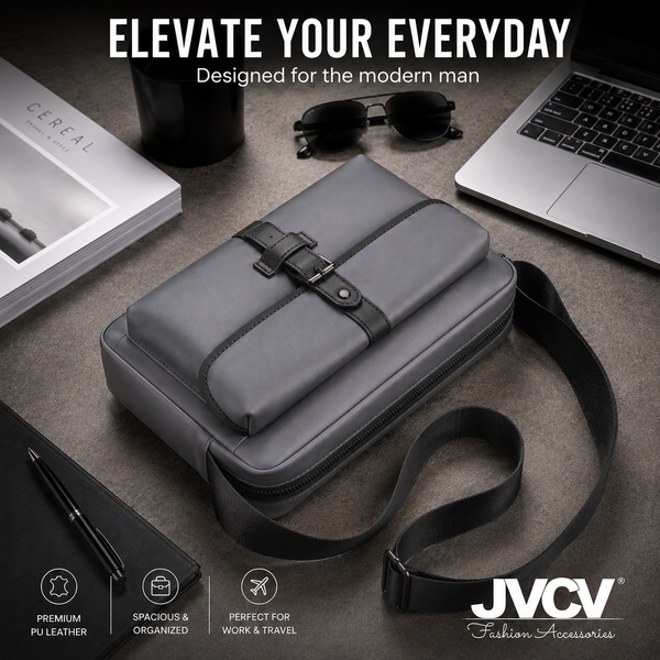 JVCV® Premium Men's Crossbody Messenger Bag | Sleek Shoulder Bag with Front Flap Pocket | Spacious Office, Work, Travel & Everyday Carry Bag