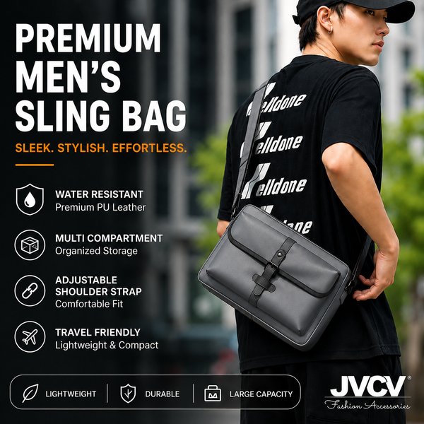 JVCV® Premium Men's Crossbody Messenger Bag | Sleek Shoulder Bag with Front Flap Pocket | Spacious Office, Work, Travel & Everyday Carry Bag