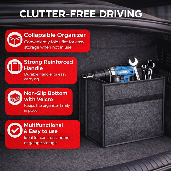 JVCV® Anti-Slip Car Trunk Boot Organizer (Small) – Foldable Storage Box for Cars, SUVs, Sedans & Trucks