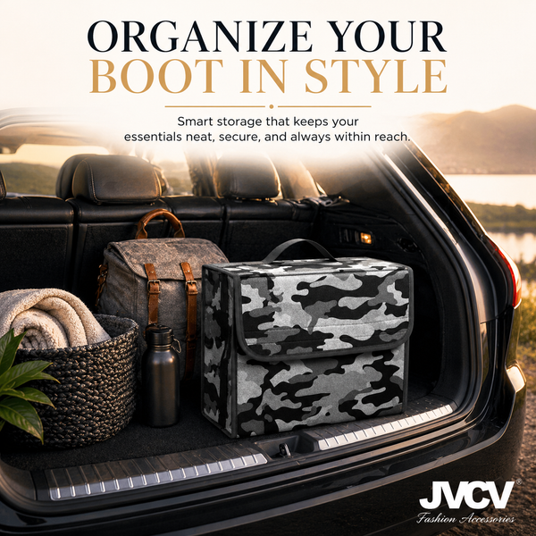 JVCV® Car Trunk Boot Organizer with Camouflage Pattern – Anti-Slip Multipurpose Storage Box for Cars, SUVs, Sedans, Trucks & Minivans
