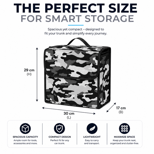JVCV® Car Trunk Boot Organizer with Camouflage Pattern – Anti-Slip Multipurpose Storage Box for Cars, SUVs, Sedans, Trucks & Minivans
