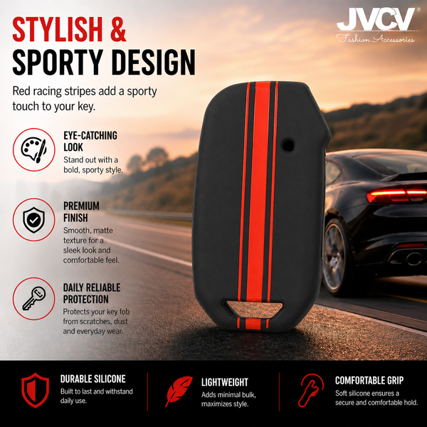 JVCV® Car Key Cover Compatible with Kia Seltos Facelift HTX and Carens X 4 Button Smart Key - Rally Stripe