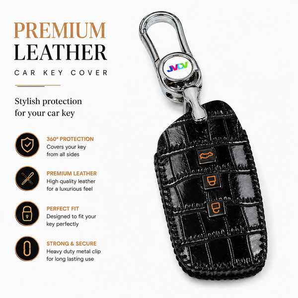 JVCV® Handmade Leather Crocodile Pattern Key Cover – Compatible with New MG Hector, Hector Plus, Windsor & Windsor Pro EV Smart Key