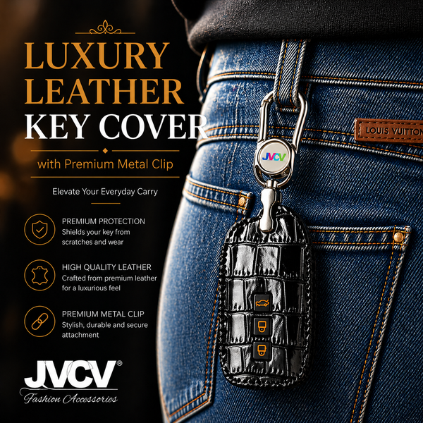 JVCV® Handmade Leather Crocodile Pattern Key Cover – Compatible with Toyota Fortuner, Hilux, Innova Crysta, Fortuner Legender, Innova HyCross, Land Cruiser – 2B/3B Smart Key
