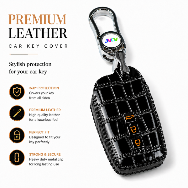 JVCV® Handmade Leather Crocodile Pattern Key Cover – Compatible with Toyota Fortuner, Hilux, Innova Crysta, Fortuner Legender, Innova HyCross, Land Cruiser – 2B/3B Smart Key