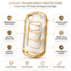 JVCV® Soft TPU Transparent Flip Key Cover Compatible with Mahindra XUV700, 3XO, Thar, Marazzo, Bolero, Scorpio, Scorpio N, XUV300, TUV300 Plus, XUV400 EV | 3-Button Smart Flip Key | Premium Transparent Gold Protection
