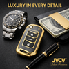 JVCV® Soft TPU Transparent Flip Key Cover Compatible with Mahindra XUV700, 3XO, Thar, Marazzo, Bolero, Scorpio, Scorpio N, XUV300, TUV300 Plus, XUV400 EV | 3-Button Smart Flip Key | Premium Transparent Gold Protection