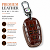 JVCV® Handmade Leather Crocodile Pattern Key Cover – Compatible with Tata Nexon, Harrier, Safari, Punch, Altroz & More – 4 Button Smart Key