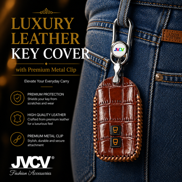 JVCV® Handmade Leather Crocodile Pattern Key Cover – Compatible with Suzuki Jimny, Fronx, Grand Vitara, Baleno, XL6, Swift, Ertiga, Dzire & Toyota Rumion, Urban Cruiser, Glanza, Hyryder – Smart Key