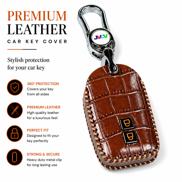 JVCV® Handmade Leather Crocodile Pattern Key Cover – Compatible with Suzuki Jimny, Fronx, Grand Vitara, Baleno, XL6, Swift, Ertiga, Dzire & Toyota Rumion, Urban Cruiser, Glanza, Hyryder – Smart Key