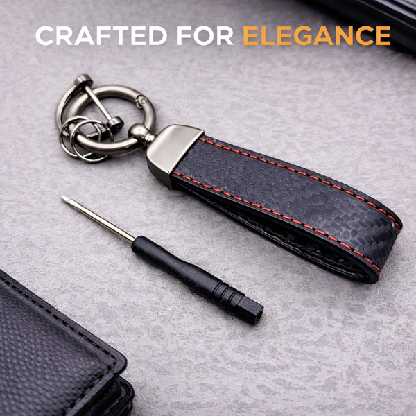Microfiber Leather Car Keychain, Universal Key Fob Keychain Carbon Fiber Pattern Leather Key Chain Holder for Men and Women