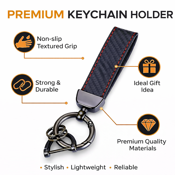 Microfiber Leather Car Keychain, Universal Key Fob Keychain Carbon Fiber Pattern Leather Key Chain Holder for Men and Women