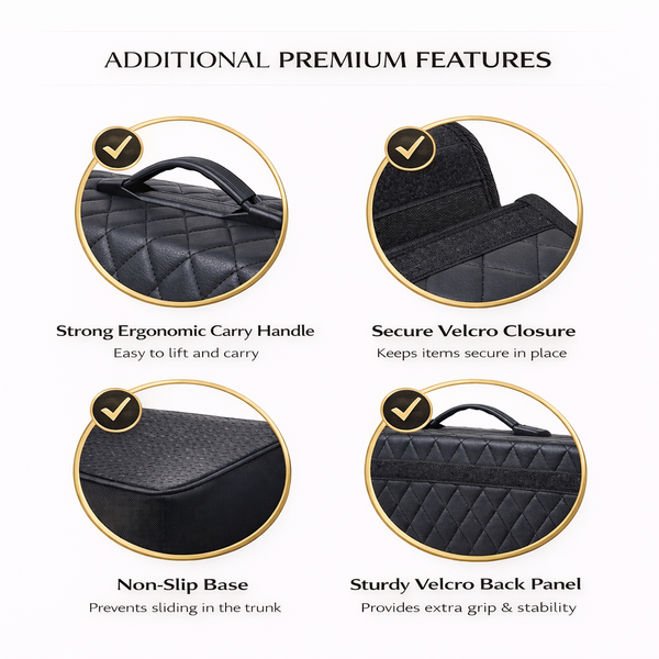 JVCV® PU Leather Car Trunk Boot Organizer with Lid — Anti‑Slip, Foldable & Waterproof