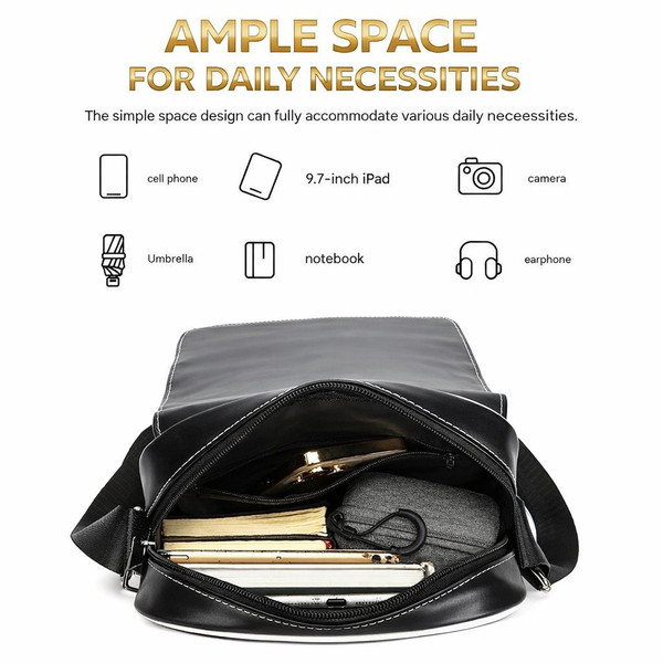 JVCV® Men’s Premium Messenger Bag – Stylish PU Leather Crossbody Shoulder Bag with Adjustable Strap & Unique Checkered Design – Perfect for Work & Travel