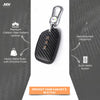 Carbon Fiber Leather Car Key Cover for New MG Hector, Hector Plus, Windsor, Windsor Pro EV Smart Key - Premium PU Case with Keychain